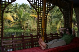 Relaxing on a houseboat