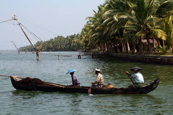 <em>A canoe in the Kerala backwaters</em>