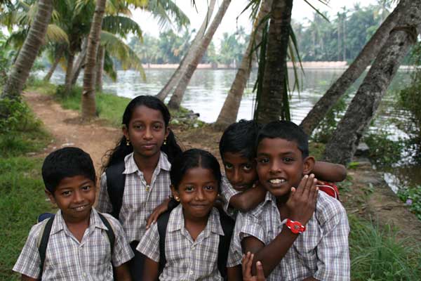 Kids in Kerala Backwaters